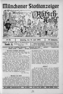 Münchener Stadtanzeiger und "Münchener Ratschkathl" (Münchener Ratsch-Kathl) Samstag 13. Juli 1907