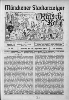 Münchener Stadtanzeiger und "Münchener Ratschkathl" (Münchener Ratsch-Kathl) Samstag 28. September 1907