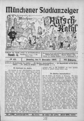 Münchener Stadtanzeiger und "Münchener Ratschkathl" (Münchener Ratsch-Kathl) Samstag 2. November 1907