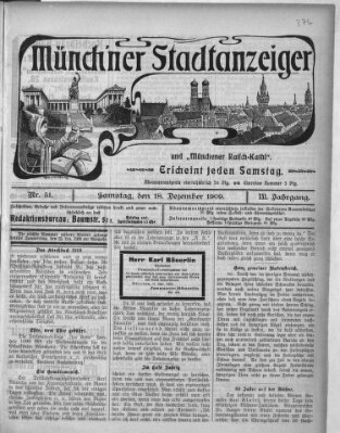 Münchener Stadtanzeiger und "Münchener Ratschkathl" (Münchener Ratsch-Kathl) Samstag 18. Dezember 1909