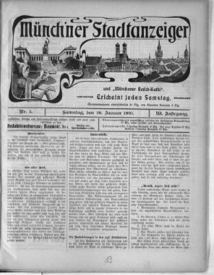 Münchener Stadtanzeiger und "Münchener Ratschkathl" (Münchener Ratsch-Kathl) Samstag 29. Januar 1910