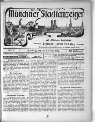 Münchener Stadtanzeiger und "Münchener Ratschkathl" (Münchener Ratsch-Kathl) Samstag 12. Februar 1910