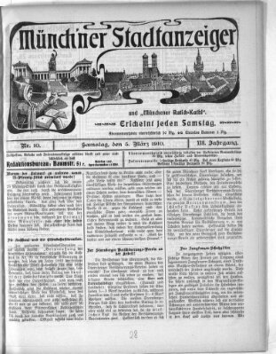 Münchener Stadtanzeiger und "Münchener Ratschkathl" (Münchener Ratsch-Kathl) Samstag 5. März 1910