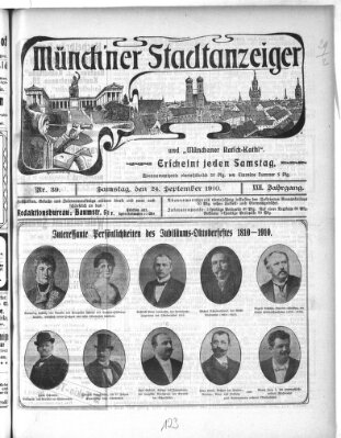 Münchener Stadtanzeiger und "Münchener Ratschkathl" (Münchener Ratsch-Kathl) Samstag 24. September 1910