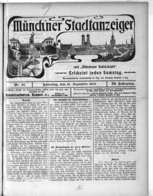 Münchener Stadtanzeiger und "Münchener Ratschkathl" (Münchener Ratsch-Kathl) Samstag 31. Dezember 1910