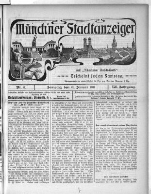 Münchener Stadtanzeiger und "Münchener Ratschkathl" (Münchener Ratsch-Kathl) Samstag 21. Januar 1911