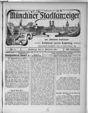 Münchener Stadtanzeiger und "Münchener Ratschkathl" (Münchener Ratsch-Kathl) Samstag 11. Februar 1911