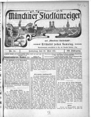 Münchener Stadtanzeiger und "Münchener Ratschkathl" (Münchener Ratsch-Kathl) Samstag 20. Mai 1911