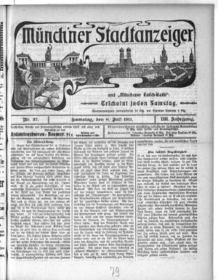 Münchener Stadtanzeiger und "Münchener Ratschkathl" (Münchener Ratsch-Kathl) Samstag 8. Juli 1911