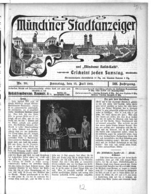 Münchener Stadtanzeiger und "Münchener Ratschkathl" (Münchener Ratsch-Kathl) Samstag 15. Juli 1911