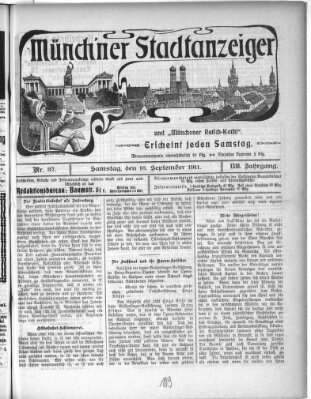 Münchener Stadtanzeiger und "Münchener Ratschkathl" (Münchener Ratsch-Kathl) Samstag 16. September 1911