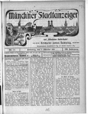 Münchener Stadtanzeiger und "Münchener Ratschkathl" (Münchener Ratsch-Kathl) Samstag 7. Oktober 1911