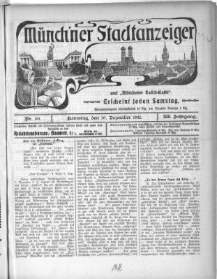 Münchener Stadtanzeiger und "Münchener Ratschkathl" (Münchener Ratsch-Kathl) Samstag 16. Dezember 1911