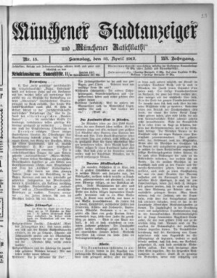 Münchener Stadtanzeiger und "Münchener Ratschkathl" (Münchener Ratsch-Kathl) Samstag 13. April 1912