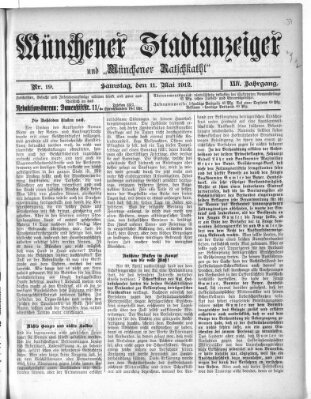 Münchener Stadtanzeiger und "Münchener Ratschkathl" (Münchener Ratsch-Kathl) Samstag 11. Mai 1912