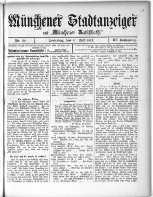 Münchener Stadtanzeiger und "Münchener Ratschkathl" (Münchener Ratsch-Kathl) Samstag 20. Juli 1912