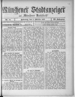 Münchener Stadtanzeiger und "Münchener Ratschkathl" (Münchener Ratsch-Kathl) Samstag 5. Oktober 1912