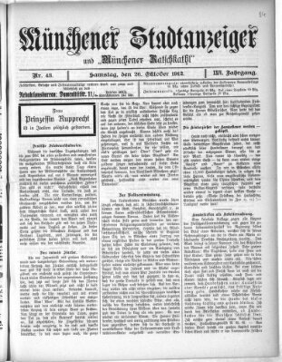 Münchener Stadtanzeiger und "Münchener Ratschkathl" (Münchener Ratsch-Kathl) Samstag 26. Oktober 1912