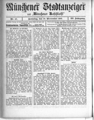 Münchener Stadtanzeiger und "Münchener Ratschkathl" (Münchener Ratsch-Kathl) Samstag 16. November 1912