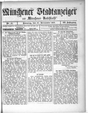 Münchener Stadtanzeiger und "Münchener Ratschkathl" (Münchener Ratsch-Kathl) Samstag 30. November 1912