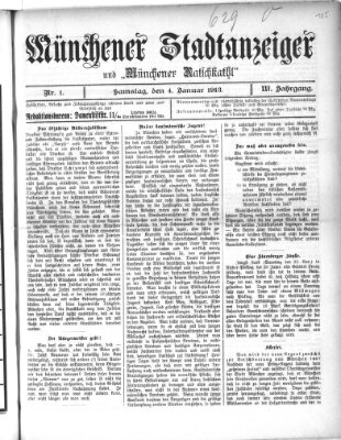 Münchener Stadtanzeiger und "Münchener Ratschkathl" (Münchener Ratsch-Kathl) Samstag 4. Januar 1913