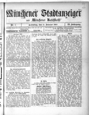 Münchener Stadtanzeiger und "Münchener Ratschkathl" (Münchener Ratsch-Kathl) Samstag 11. Januar 1913