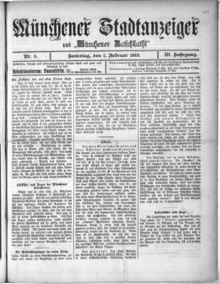 Münchener Stadtanzeiger und "Münchener Ratschkathl" (Münchener Ratsch-Kathl) Samstag 1. Februar 1913