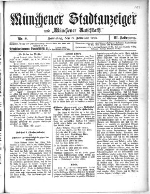 Münchener Stadtanzeiger und "Münchener Ratschkathl" (Münchener Ratsch-Kathl) Samstag 8. Februar 1913