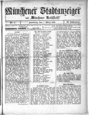 Münchener Stadtanzeiger und "Münchener Ratschkathl" (Münchener Ratsch-Kathl) Samstag 1. März 1913