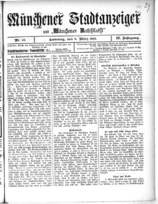 Münchener Stadtanzeiger und "Münchener Ratschkathl" (Münchener Ratsch-Kathl) Samstag 8. März 1913