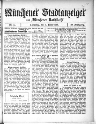 Münchener Stadtanzeiger und "Münchener Ratschkathl" (Münchener Ratsch-Kathl) Samstag 5. April 1913