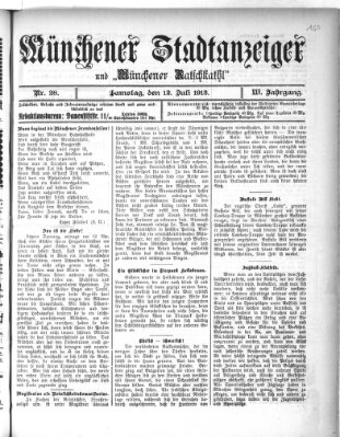 Münchener Stadtanzeiger und "Münchener Ratschkathl" (Münchener Ratsch-Kathl) Samstag 12. Juli 1913