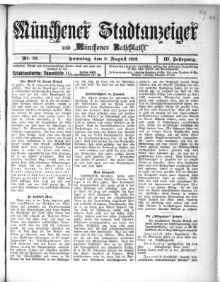 Münchener Stadtanzeiger und "Münchener Ratschkathl" (Münchener Ratsch-Kathl) Samstag 9. August 1913