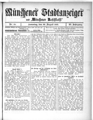 Münchener Stadtanzeiger und "Münchener Ratschkathl" (Münchener Ratsch-Kathl) Samstag 23. August 1913