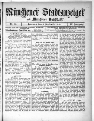 Münchener Stadtanzeiger und "Münchener Ratschkathl" (Münchener Ratsch-Kathl) Samstag 6. September 1913