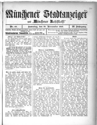 Münchener Stadtanzeiger und "Münchener Ratschkathl" (Münchener Ratsch-Kathl) Samstag 29. November 1913