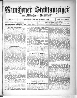 Münchener Stadtanzeiger und "Münchener Ratschkathl" (Münchener Ratsch-Kathl) Samstag 10. Januar 1914