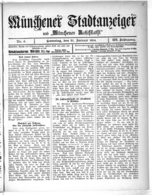 Münchener Stadtanzeiger und "Münchener Ratschkathl" (Münchener Ratsch-Kathl) Samstag 31. Januar 1914