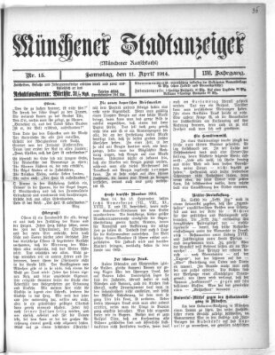 Münchener Stadtanzeiger (Münchener Ratsch-Kathl) Samstag 11. April 1914