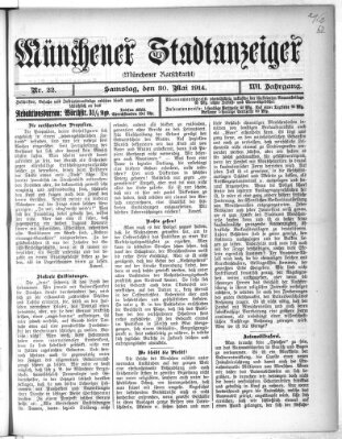 Münchener Stadtanzeiger (Münchener Ratsch-Kathl) Samstag 30. Mai 1914