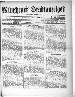 Münchener Stadtanzeiger (Münchener Ratsch-Kathl) Samstag 11. Juli 1914