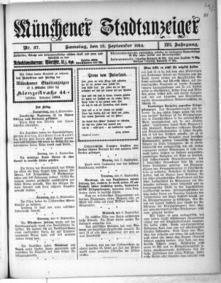 Münchener Stadtanzeiger (Münchener Ratsch-Kathl) Samstag 12. September 1914