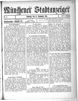 Münchener Stadtanzeiger (Münchener Ratsch-Kathl) Samstag 21. November 1914