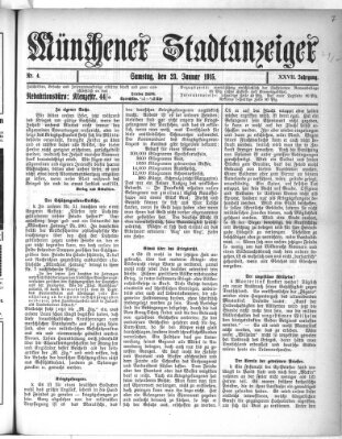 Münchener Stadtanzeiger (Münchener Ratsch-Kathl) Samstag 23. Januar 1915