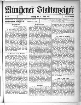 Münchener Stadtanzeiger (Münchener Ratsch-Kathl) Samstag 17. April 1915