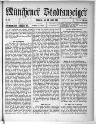 Münchener Stadtanzeiger (Münchener Ratsch-Kathl) Samstag 19. Juni 1915