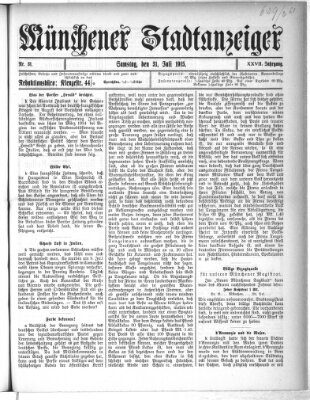 Münchener Stadtanzeiger (Münchener Ratsch-Kathl) Samstag 31. Juli 1915