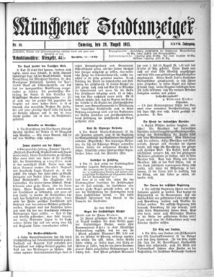 Münchener Stadtanzeiger (Münchener Ratsch-Kathl) Samstag 28. August 1915