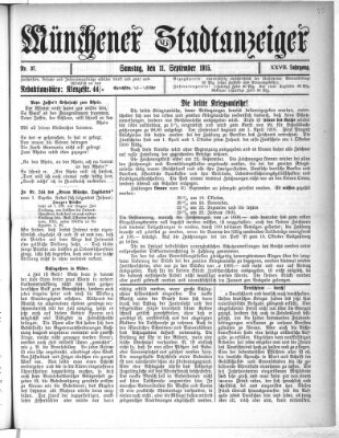 Münchener Stadtanzeiger (Münchener Ratsch-Kathl) Samstag 11. September 1915