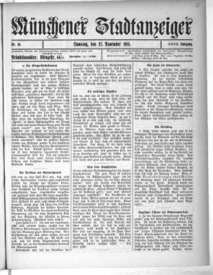 Münchener Stadtanzeiger (Münchener Ratsch-Kathl) Samstag 27. November 1915